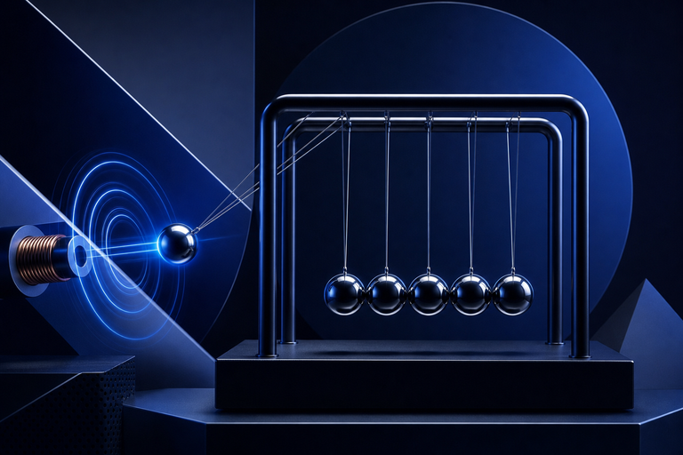 This Newton’s Cradle Refuses to Quit Thanks to Timed Electromagnetic Kicks
