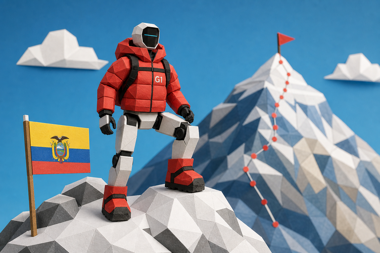 Humanoid Robot Preparing to Climb Mount Everest