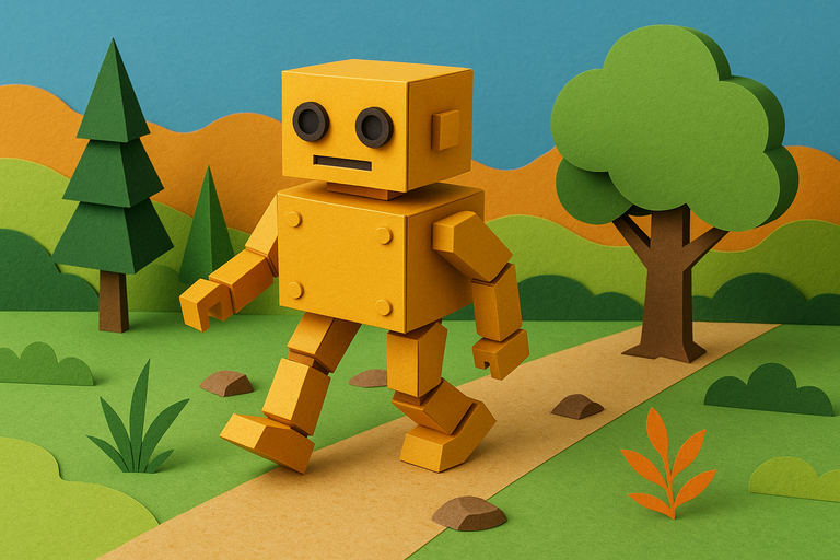 Unique box-like robot welded from online parts walks on two legs with ease