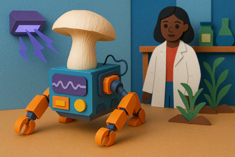 Mushroom learns to crawl after being given robot body