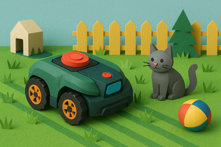 Robotic lawnmower uses AI to dodge cats, toys