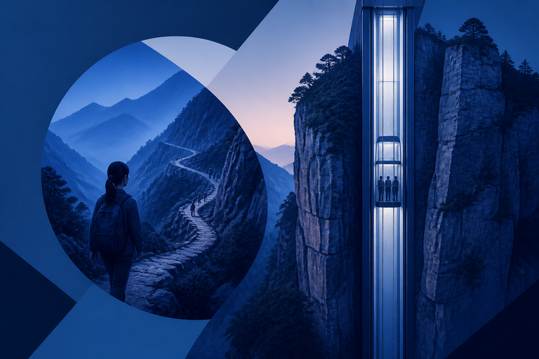 China’s new 945-foot cliff elevator cuts student’s 3-hour trek to 30 minutes
