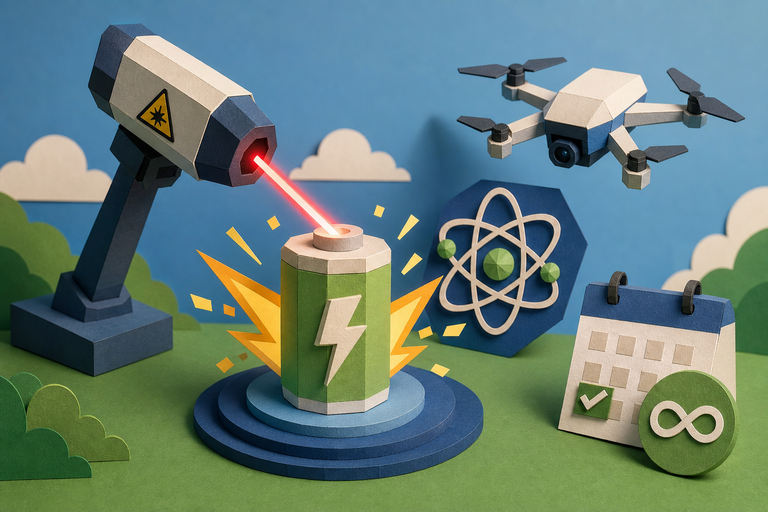 Quantum battery charges in a quadrillionth of a second with a laser — larger prototypes could last for years after charging for just a minute