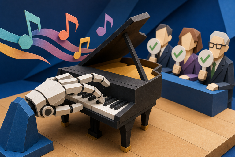 A robot hand that taught itself to play piano